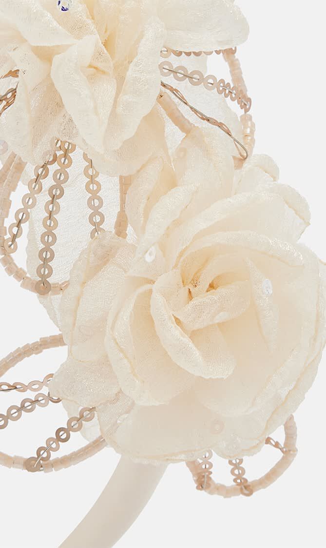 CREAM SEQUIN TULLE HEADBAND