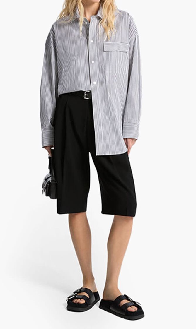 Oversized Striped Stretch Cotton Poplin Shirt
