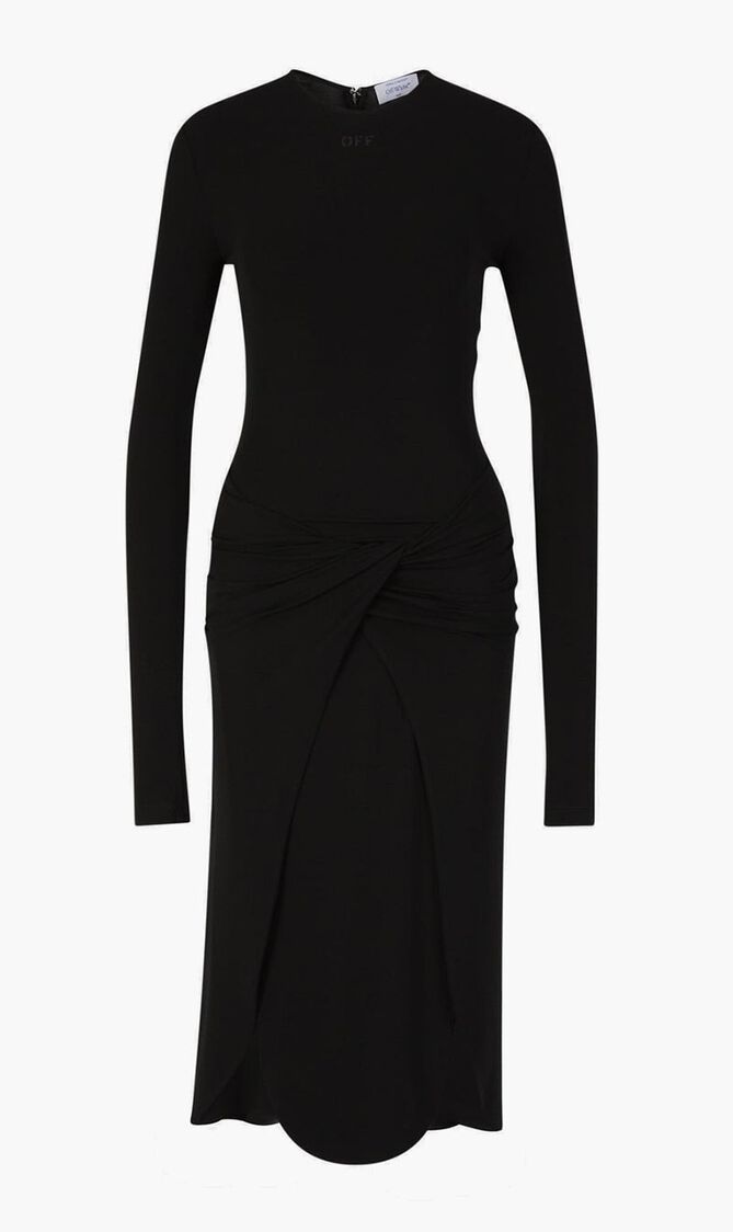 VI CREPE TWIST MIDI DRESS BLACK BLACK