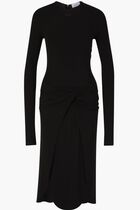 VI CREPE TWIST MIDI DRESS BLACK BLACK