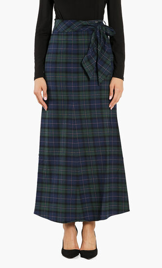 Checked A-Line Maxi Skirt