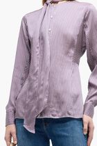 Striped Viscose Bow Blouse