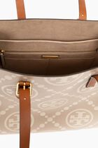 T Monogram Contrast Tote Bag