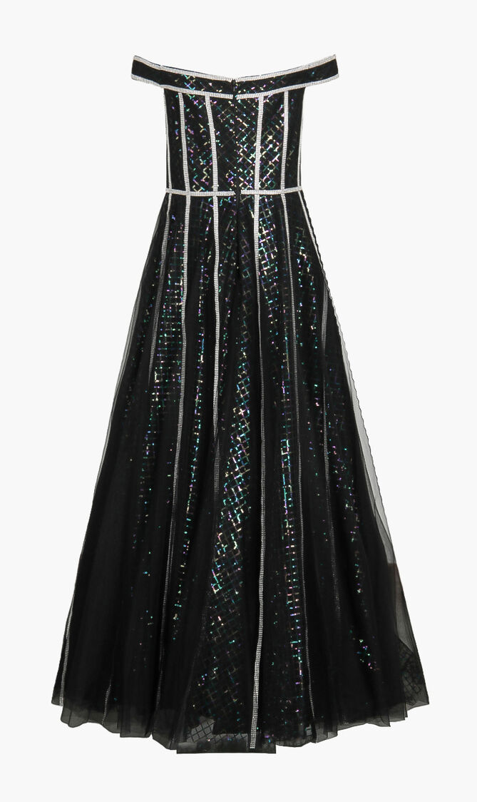Crystal Embellished Gown Dress