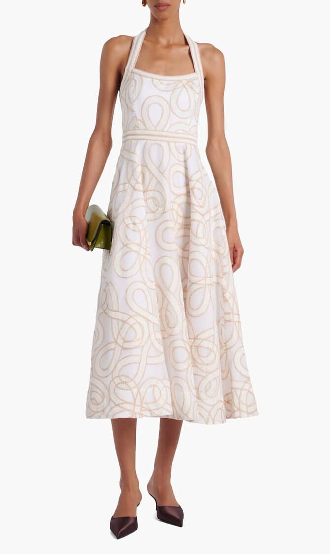 Irena Embroidered Halterneck Midi Dress