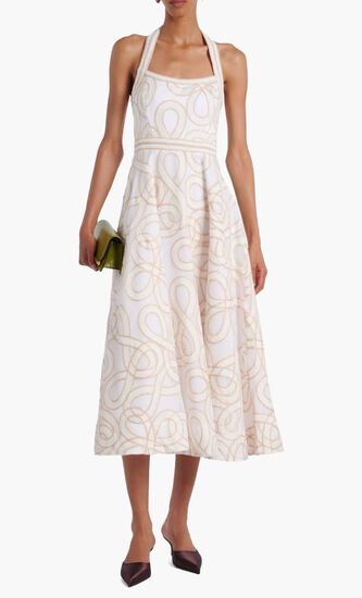 Irena Embroidered Halterneck Midi Dress