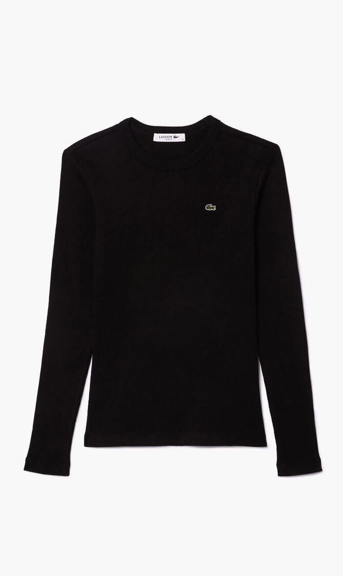 Long Sleeved Ribbed Cotton T-shirt