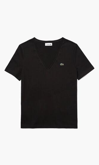 Women'S V-Neck Loose Fit Cotton T-Shirt