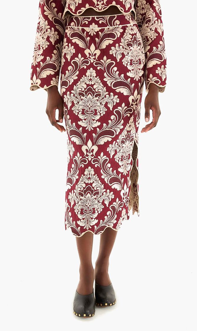 BICOLOR JACQUARD WAVES MIDI SKIRT
