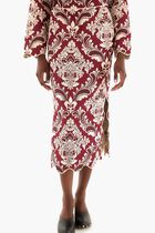 BICOLOR JACQUARD WAVES MIDI SKIRT