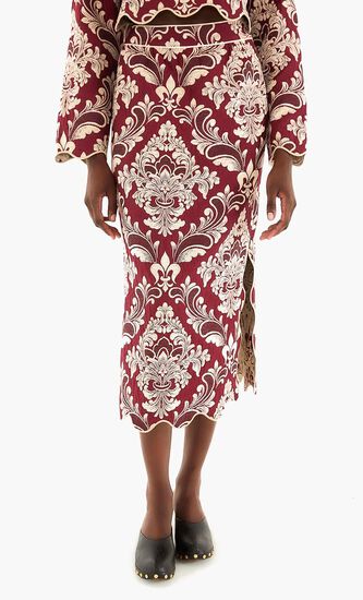 BICOLOR JACQUARD WAVES MIDI SKIRT