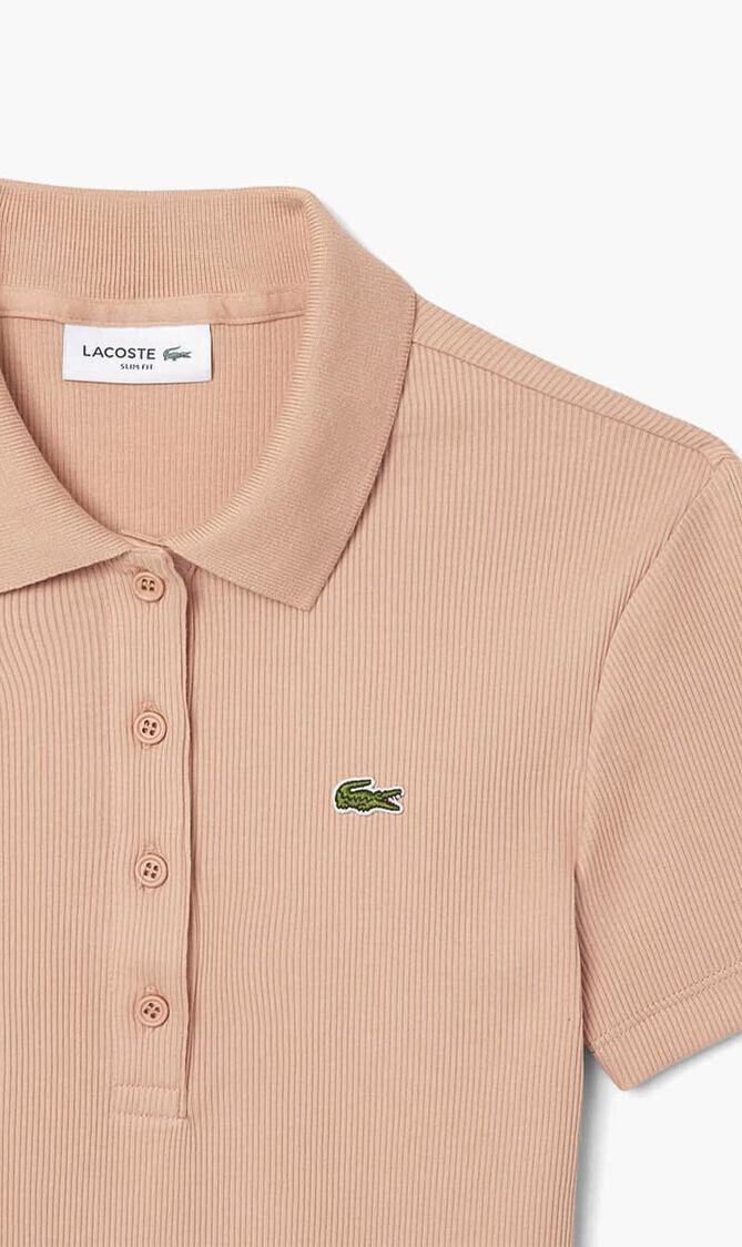 Slim Fit Ribbed Cotton Polo Shirt