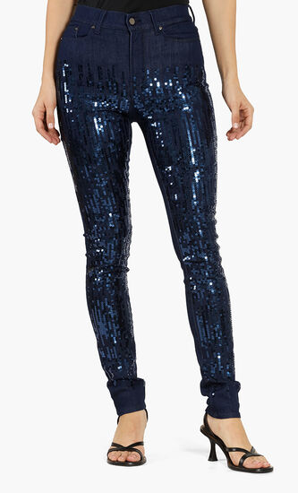 Sequined Stretch Jeans