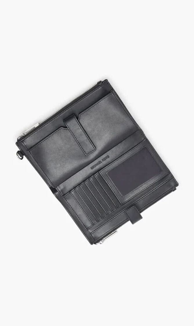 Jet Set Metallic Logo Jacquard Wristlet