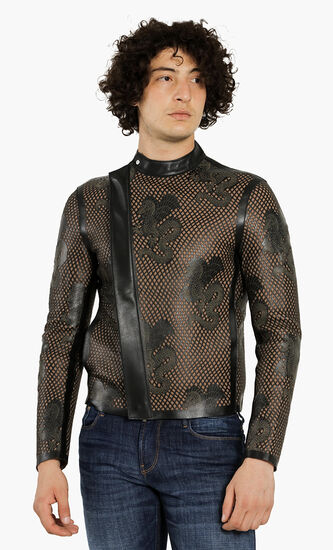 Caban Cut-Out Leather Biker Jacket
