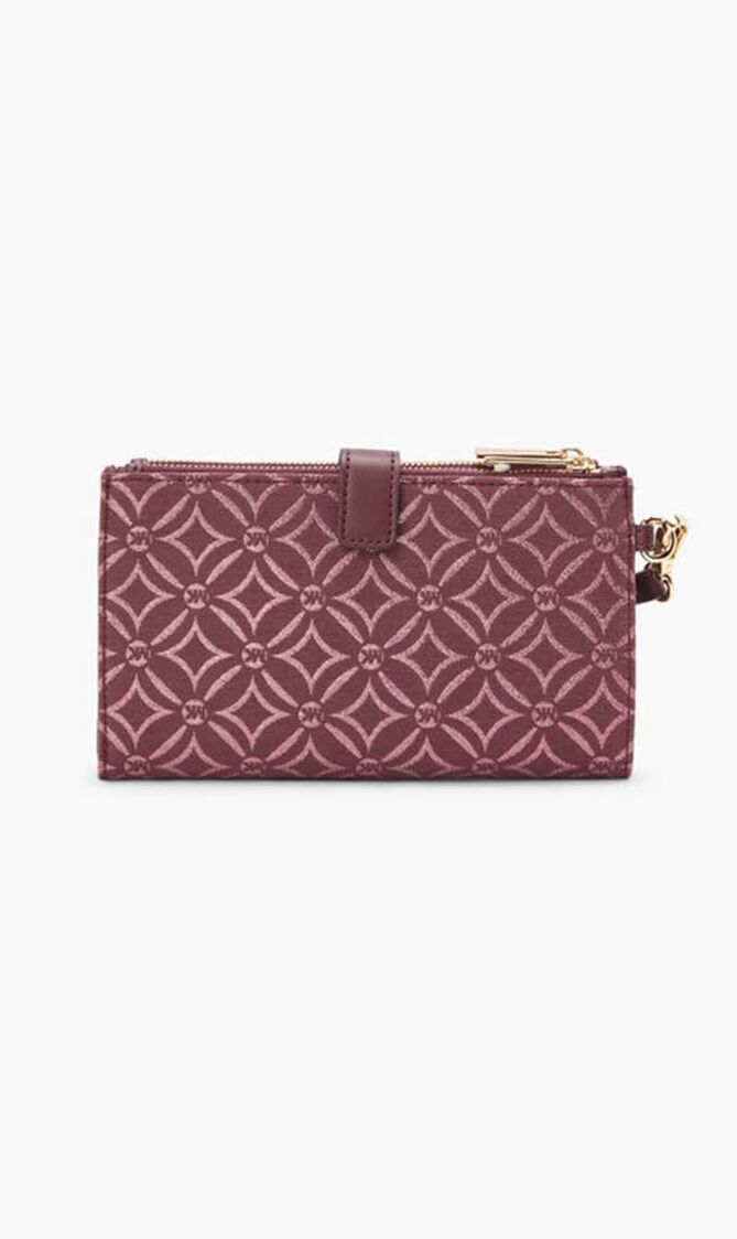 Jet Set Metallic Logo Jacquard Wristlet