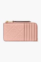 T Monogram Leather Zip Card Case