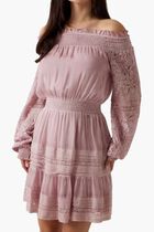 Silk Blend Off Shoulder Mini Dress