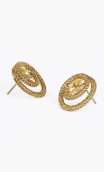 Icon Pave Double Ring Stud Earrings