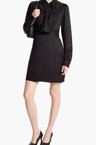 Moire Tie-Neck Dress