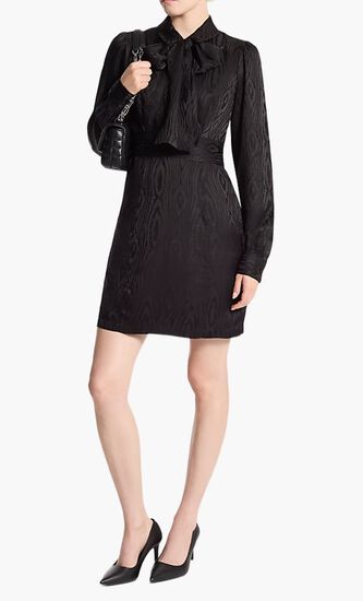 Moire Tie-Neck Dress