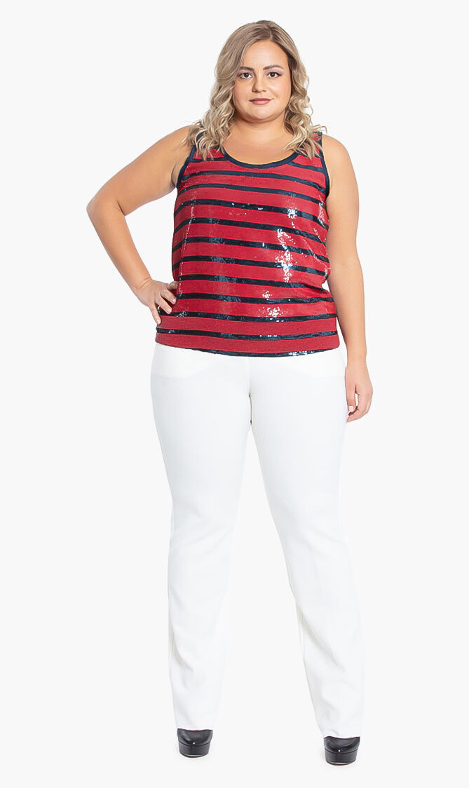 Sequined Striped Tank Top