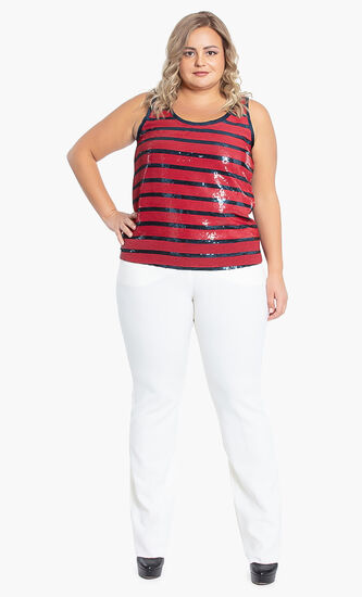 Sequined Striped Tank Top