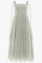Scatter Dot Cape Sleeves Ankle Gown