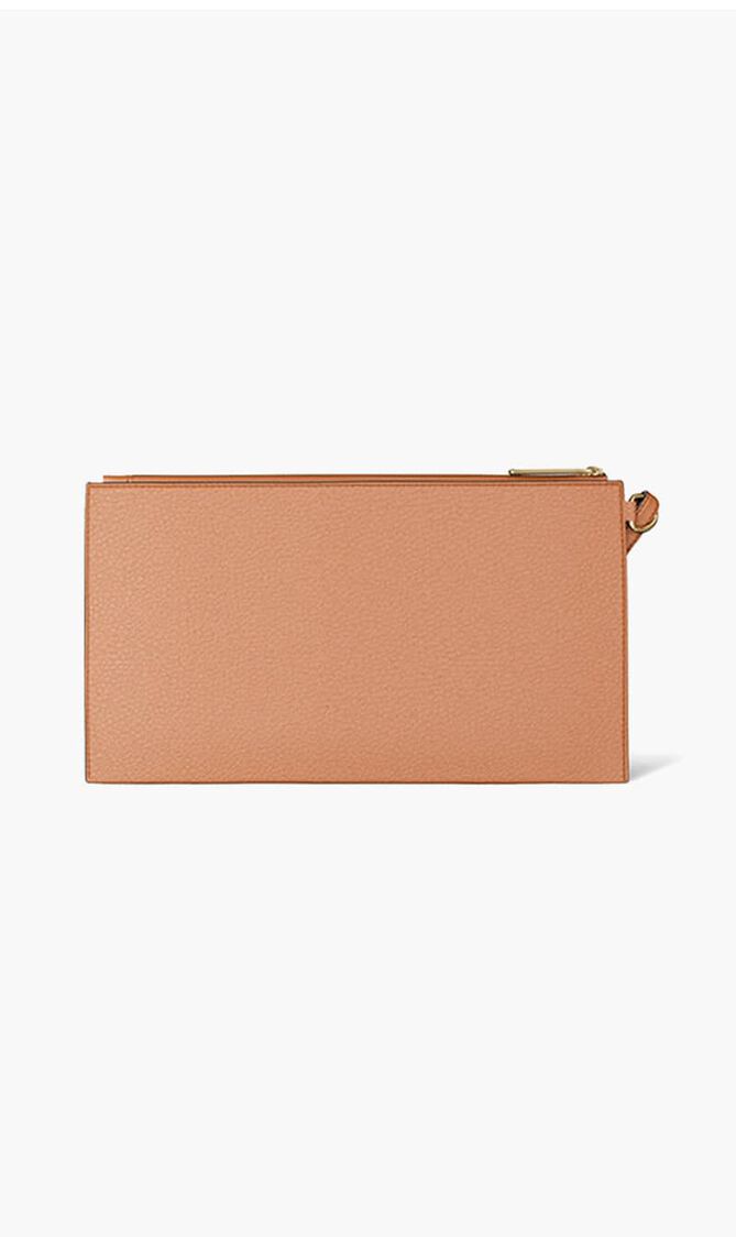 Jet Set Large Studded Pebbled Leather Wristlet