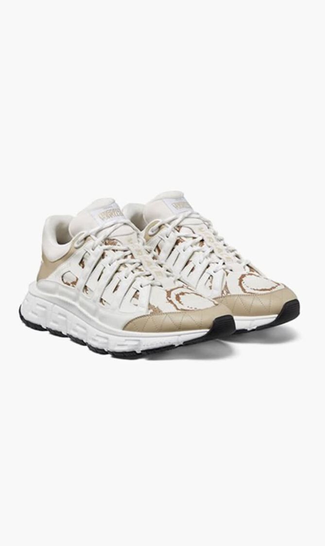 SNEAKER CALF LEATHER+JACQUARD BAROCCO+FABRIC