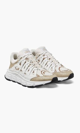 SNEAKER CALF LEATHER+JACQUARD BAROCCO+FABRIC