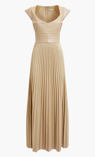 Faux Leather Pleated Dress