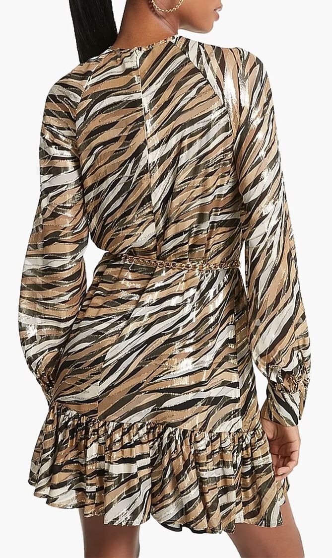 Zebra Fil Coupe Belted Mini Dress