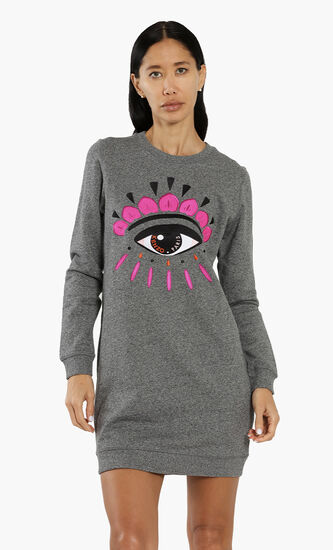 Eye Embroidered Sweatshirt Dress