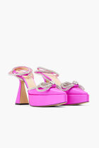 Satin Double Bow Platform Pumps