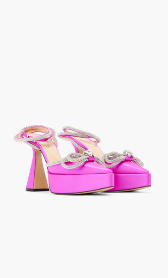 Satin Double Bow Platform Pumps