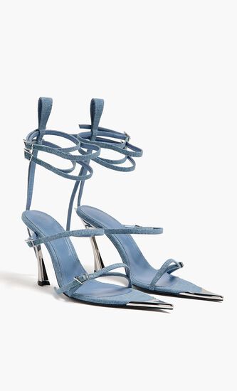 Strappy Denim Fang Sandals