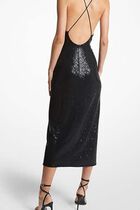 Hand-Embroidered Sequin Stretch Jersey Cascade Dress