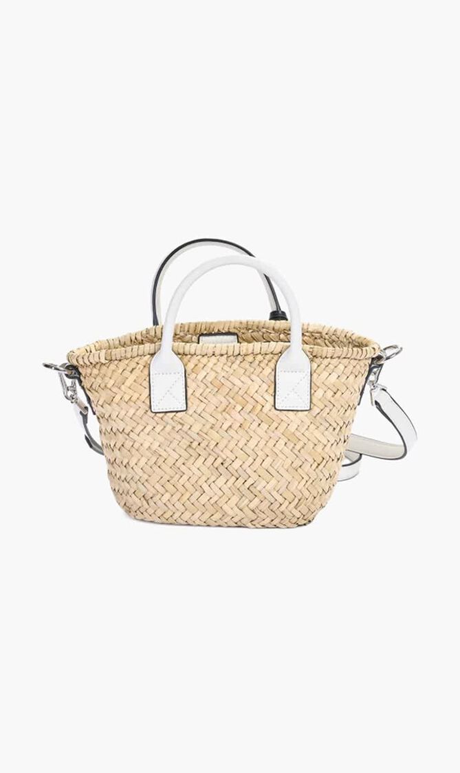 K/Signature Raffia Small Basket Bag
