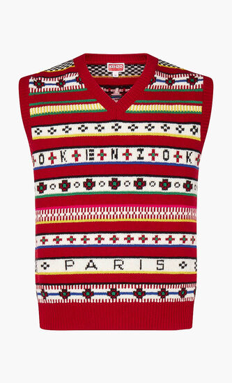 Jacquard Regular Vest Sweater