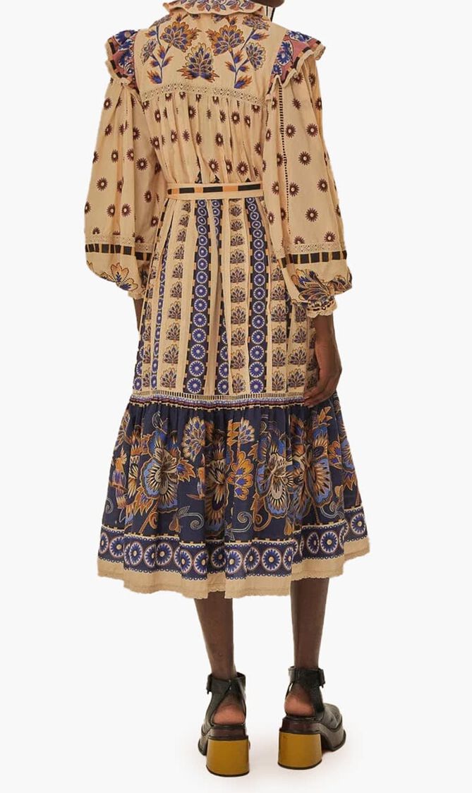 AINIKA MAXI FLORAL CREAM MIDI DRESS