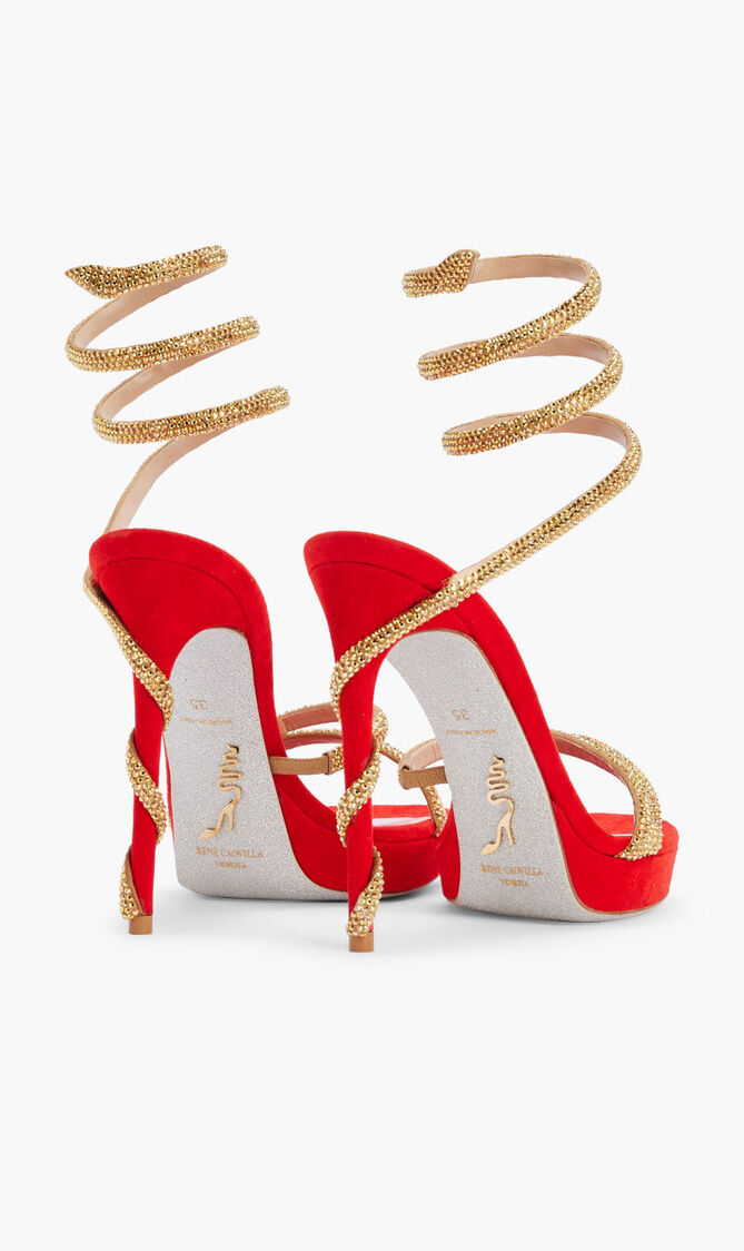 RED SUEDECMETALLIC SUNSHINE STRASS