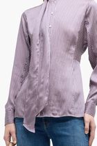 Striped Viscose Bow Blouse