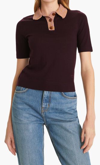 Crochet Collar Knit Polo