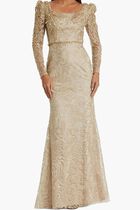 Embroidered Applique Trumpet Gown