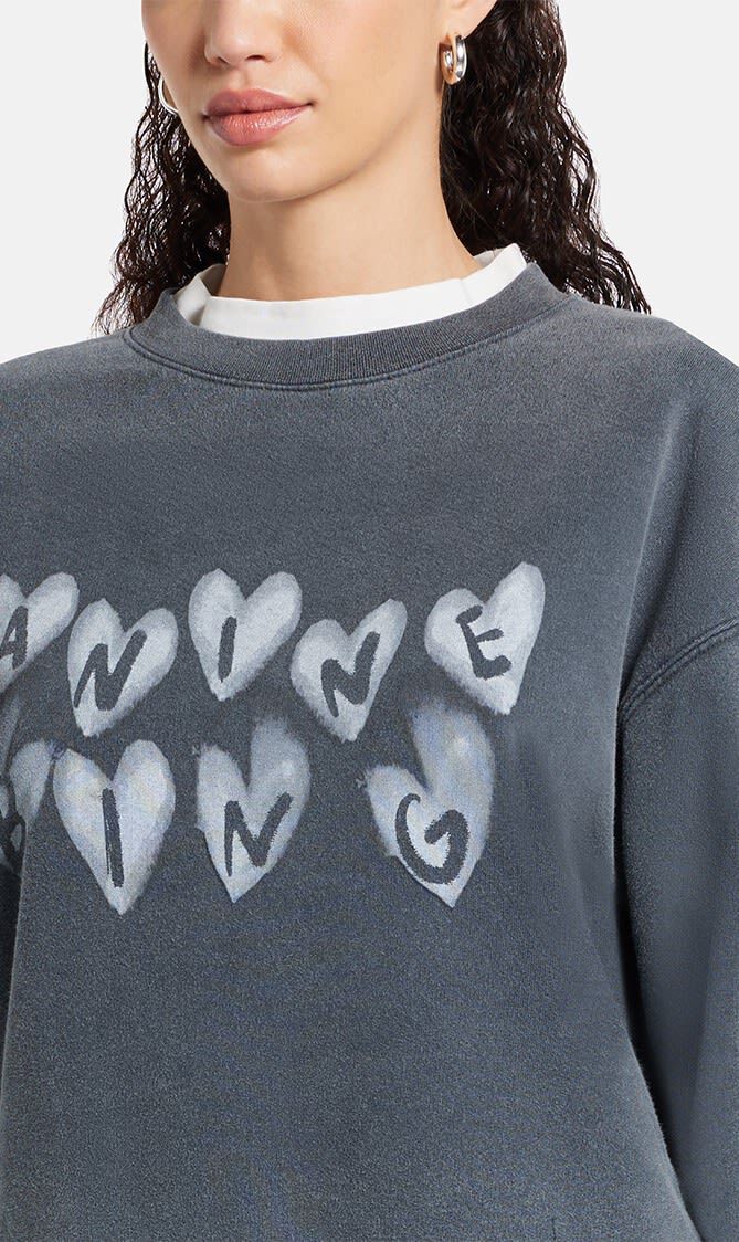 SPENCER SWEATSHIRT HEARTS WASHED BLACK