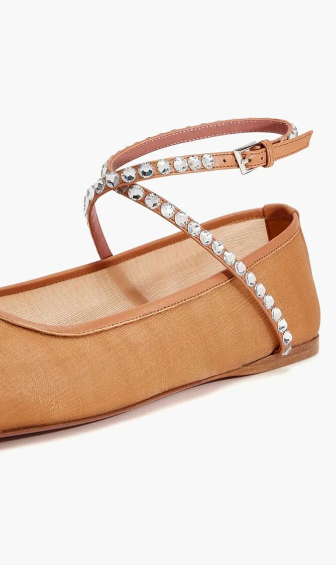 Ane Mesh Crystal Ballet Flats