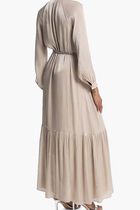 Metallic Crinkled Belted Kaftan Dress
