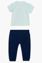 SET SS T-SHIRT+KNIT DEN PANTS