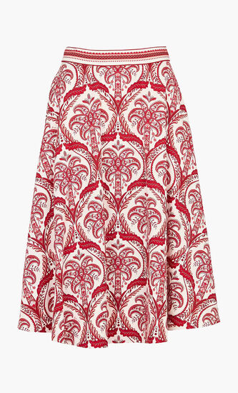 TROPICAL CAMEO OFF WHITE MIDI SKIRT